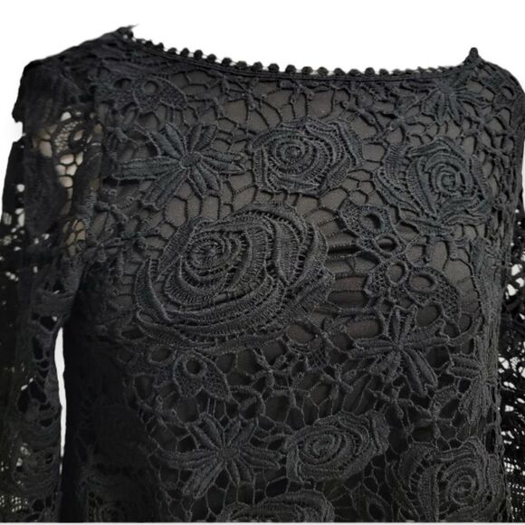VERTIGO PARIS Boatneck Lace Top L Black VT34822 - Picture 5 of 6